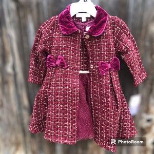 NWT Girls Christmas holiday elegant formal tweed dress w coat size 18 months k13